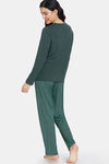 Zivame Impression Knit Cotton Pyjama Set - Trek Green — thumbnail 3